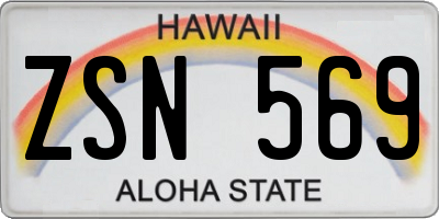 HI license plate ZSN569