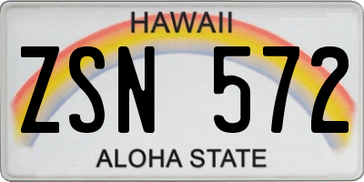 HI license plate ZSN572