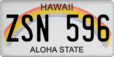 HI license plate ZSN596