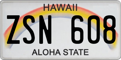 HI license plate ZSN608