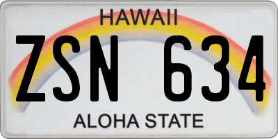 HI license plate ZSN634