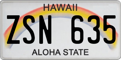 HI license plate ZSN635