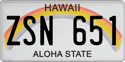 HI license plate ZSN651