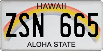 HI license plate ZSN665