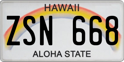 HI license plate ZSN668