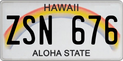 HI license plate ZSN676