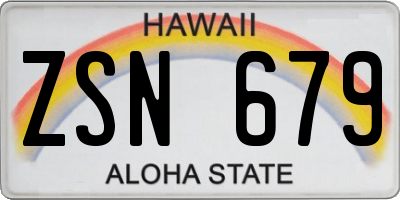 HI license plate ZSN679