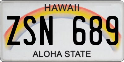 HI license plate ZSN689