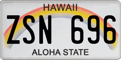 HI license plate ZSN696