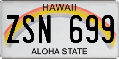 HI license plate ZSN699