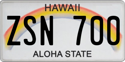 HI license plate ZSN700