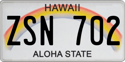 HI license plate ZSN702