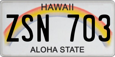HI license plate ZSN703