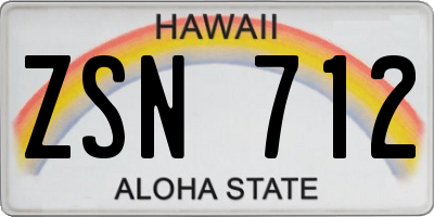 HI license plate ZSN712
