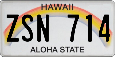 HI license plate ZSN714