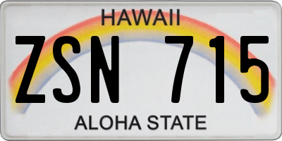 HI license plate ZSN715