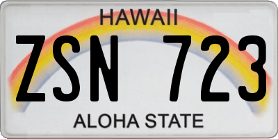 HI license plate ZSN723