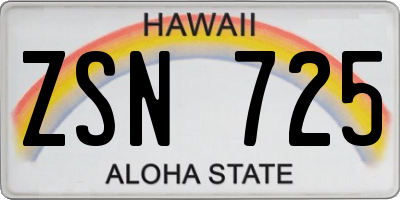 HI license plate ZSN725