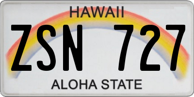 HI license plate ZSN727