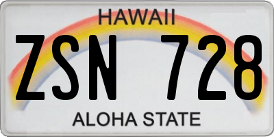 HI license plate ZSN728
