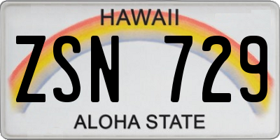 HI license plate ZSN729