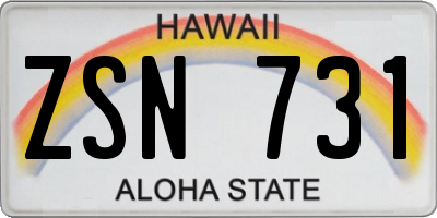 HI license plate ZSN731