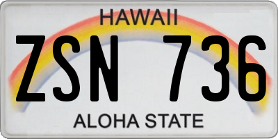 HI license plate ZSN736