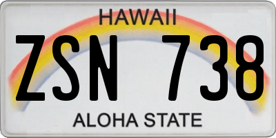 HI license plate ZSN738