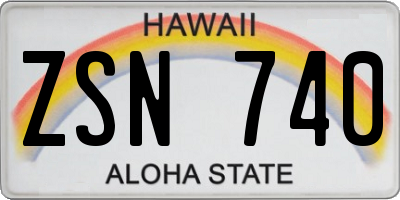 HI license plate ZSN740