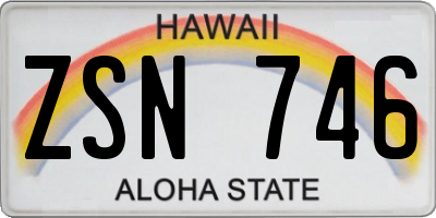 HI license plate ZSN746