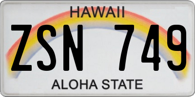 HI license plate ZSN749