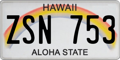 HI license plate ZSN753