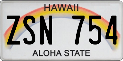 HI license plate ZSN754