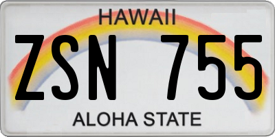 HI license plate ZSN755