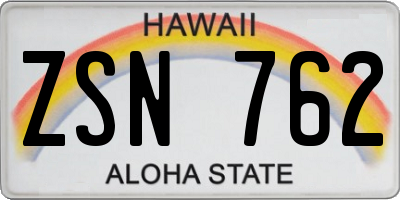 HI license plate ZSN762