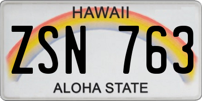 HI license plate ZSN763
