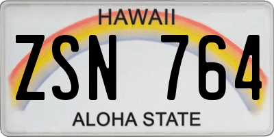 HI license plate ZSN764