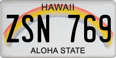 HI license plate ZSN769