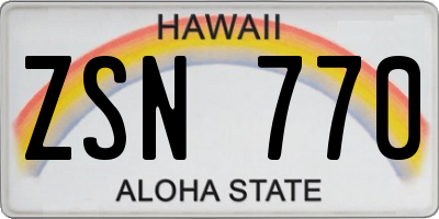 HI license plate ZSN770