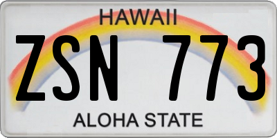 HI license plate ZSN773