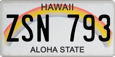 HI license plate ZSN793