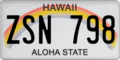 HI license plate ZSN798