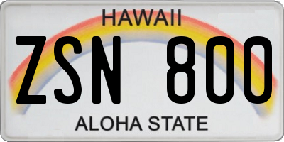 HI license plate ZSN800