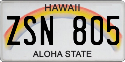 HI license plate ZSN805