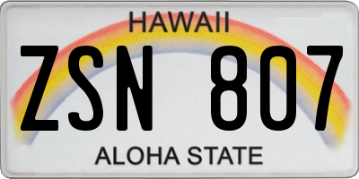HI license plate ZSN807