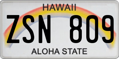 HI license plate ZSN809