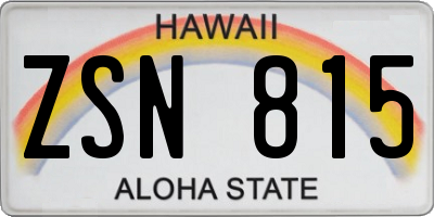 HI license plate ZSN815