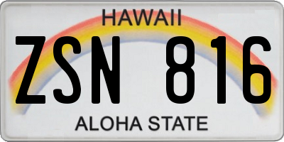 HI license plate ZSN816