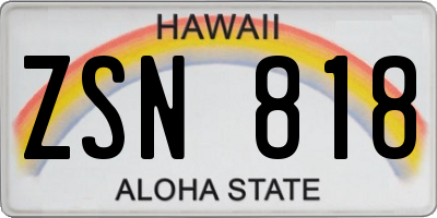 HI license plate ZSN818