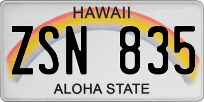 HI license plate ZSN835